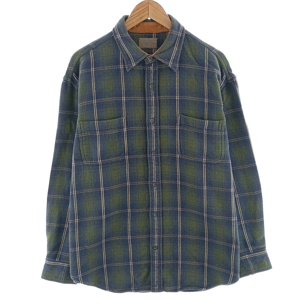 90s~00'S ST JOHN'S BAY ombre check long sleeve heavy flannel check shirt men's size L /eaa404619