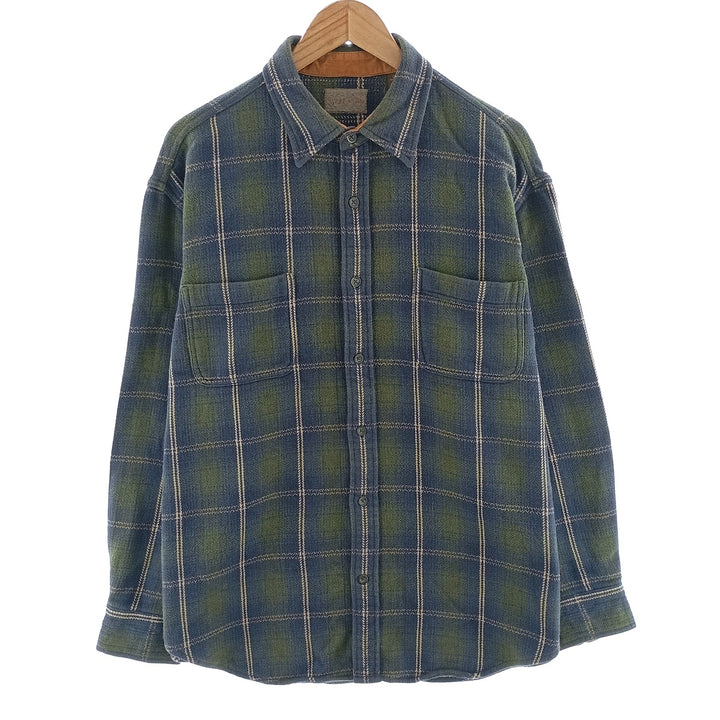 90s~00'S ST JOHN'S BAY ombre check long sleeve heavy flannel check shirt men's size L /eaa404619