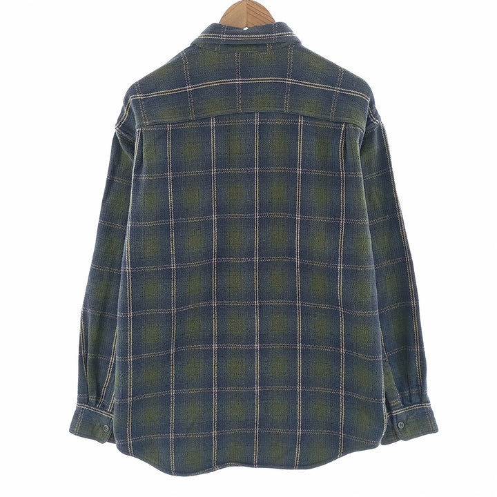 90s~00'S ST JOHN'S BAY ombre check long sleeve heavy flannel check shirt men's size L /eaa404619