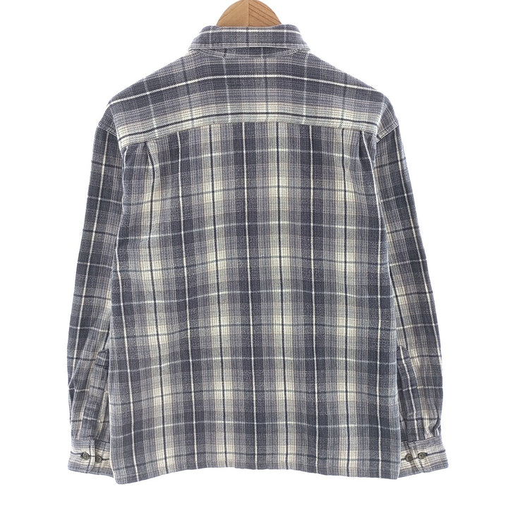 90s~00'S ST JOHN'S BAY ombre check long sleeve heavy flannel check shirt men's M size /eaa404645