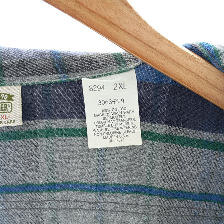 90'S Five Brother Long Sleeve Flannel Check Shirt Made in USA Men's XXL Vintage /eaa404652
