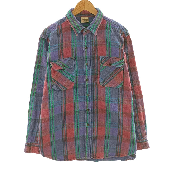 90'S Five Brother Long Sleeve Flannel Check Shirt Men's XL Vintage unclear blue type Vintage Second Hand