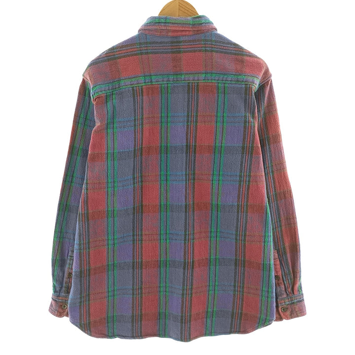 90'S Five Brother Long Sleeve Flannel Check Shirt Men's XL Vintage unclear blue type Vintage Second Hand