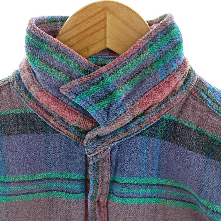 90'S Five Brother Long Sleeve Flannel Check Shirt Men's XL Vintage unclear blue type Vintage Second Hand