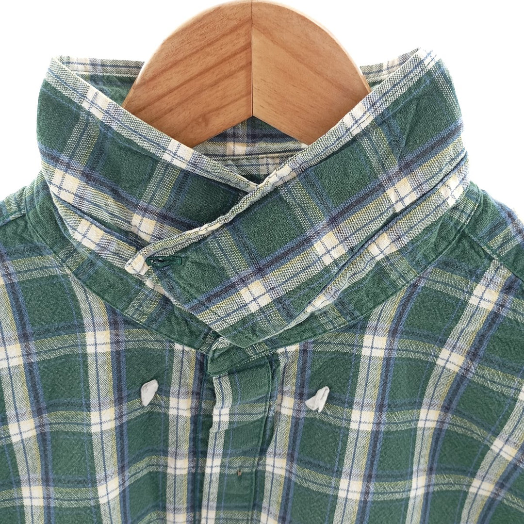 90'S Eddie Bauer long-sleeved button-down check shirt, men's size XL cotton green type Vintage Second Hand
