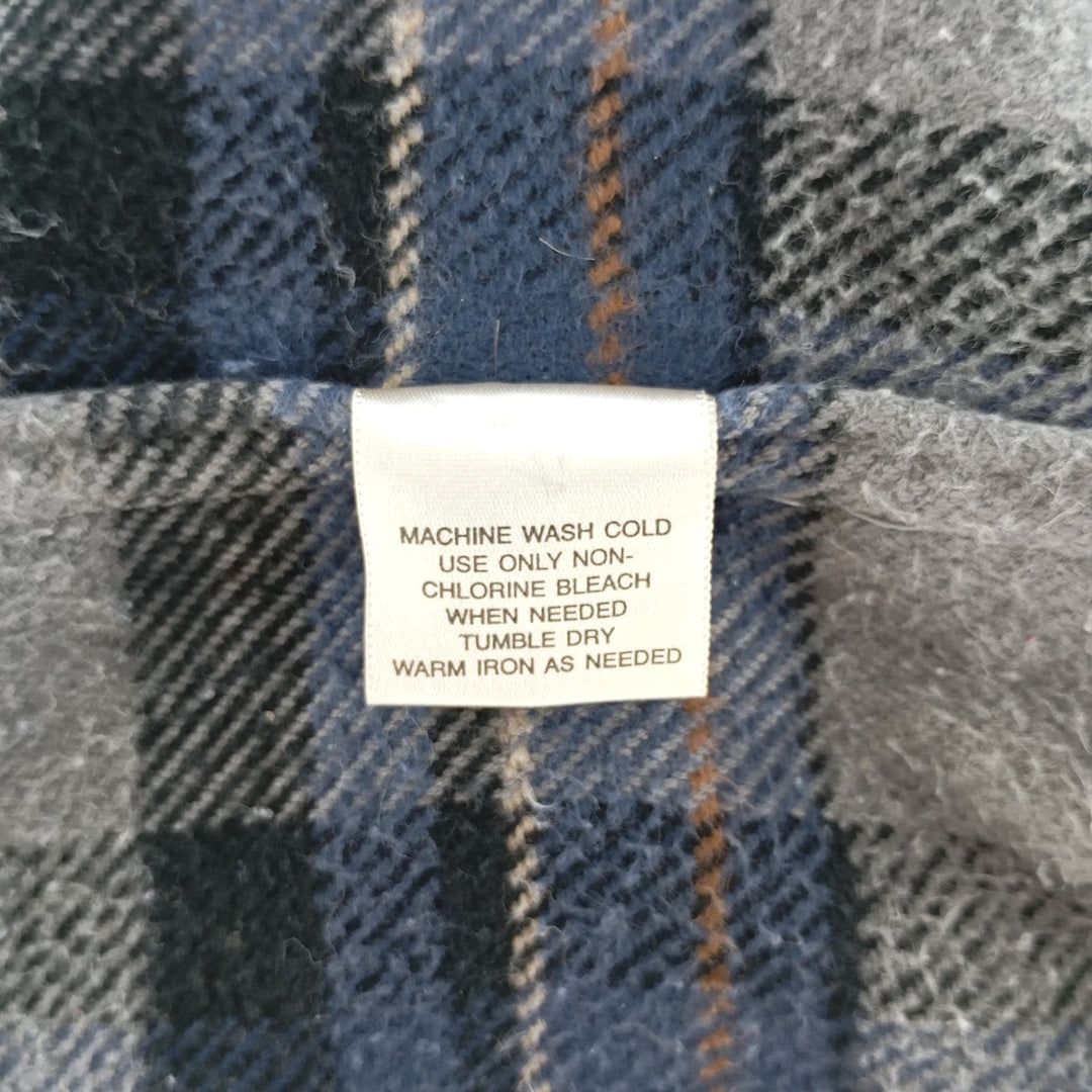 St. John's Bay Men's Long Sleeve Heavy Flannel Check Shirt (Size XL) cotton gray type Vintage Second Hand