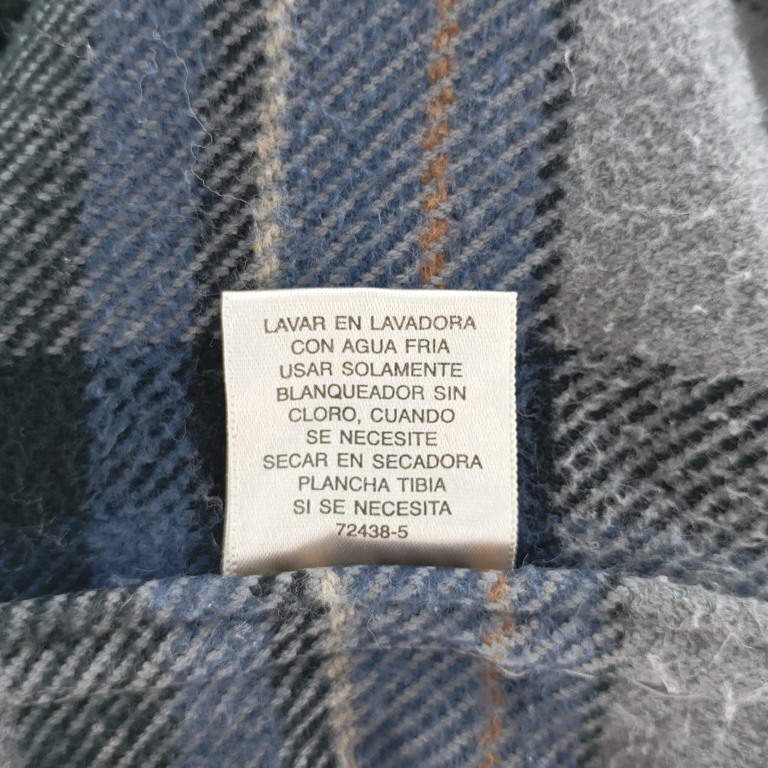 St. John's Bay Men's Long Sleeve Heavy Flannel Check Shirt (Size XL) cotton gray type Vintage Second Hand