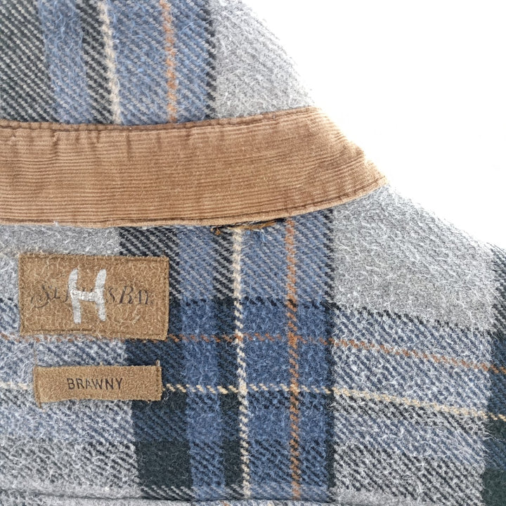 St. John's Bay Men's Long Sleeve Heavy Flannel Check Shirt (Size XL) cotton gray type Vintage Second Hand