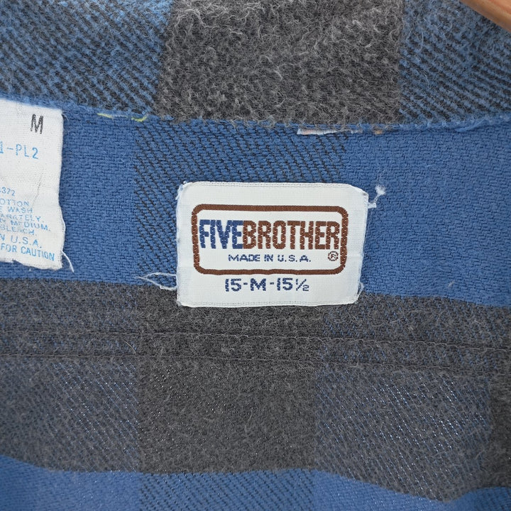70s-80'S Five Brother Buffalo Check Long Sleeve Flannel Check Shirt Made in USA Men's M Size Vintage /eaa404687