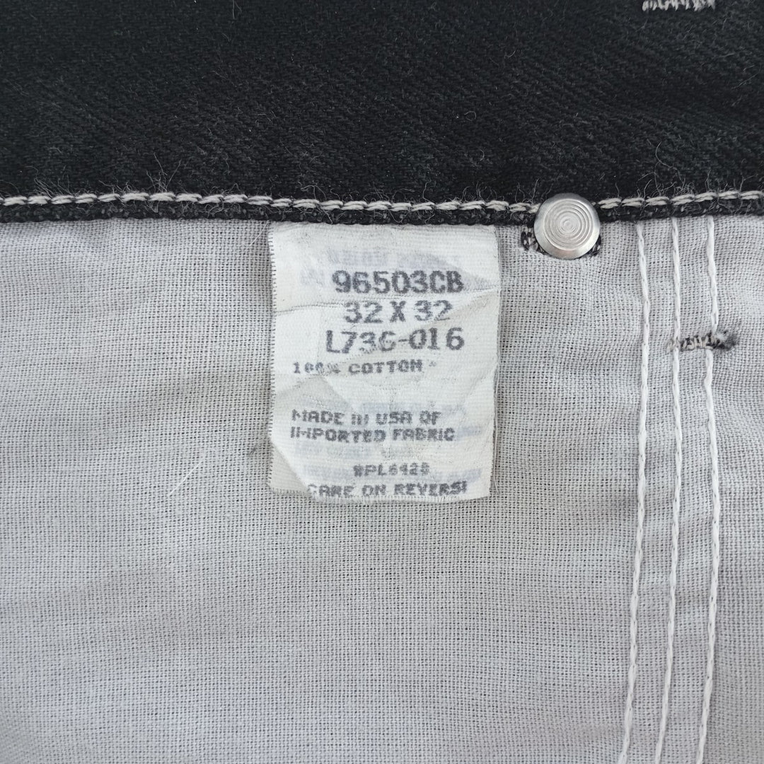 Vintage 90'S Wrangler black denim straight-leg jeans, made in the USA, men's size W32. cotton black type Vintage Second Hand
