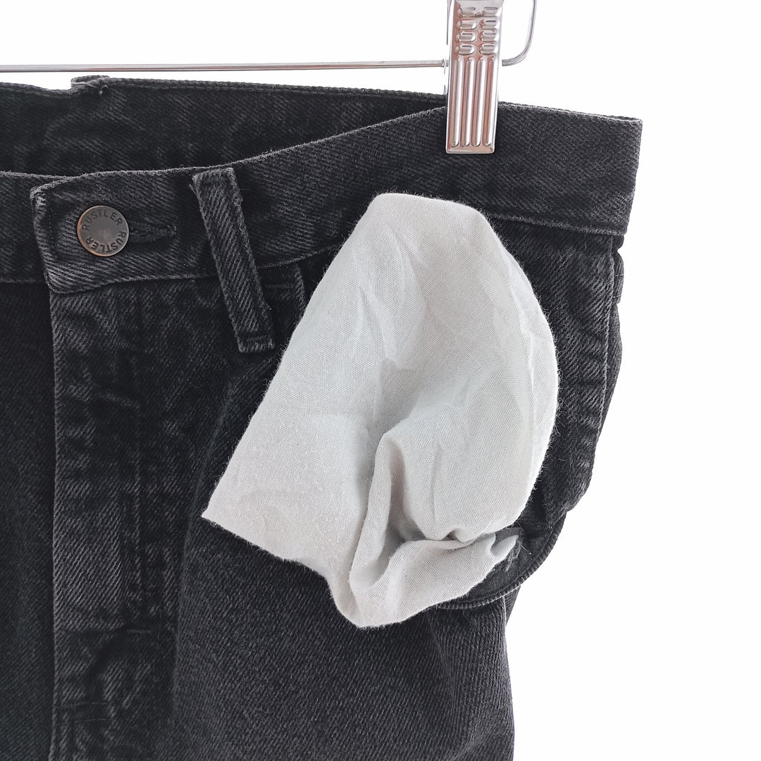 Rustler Black Denim Straight Denim Pants for Men, W30 equivalent cotton black type Vintage Second Hand