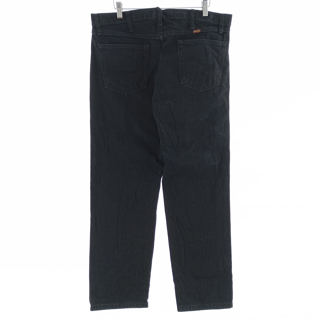 Rustler Black Denim Straight Denim Pants for Men, W35 equivalent cotton black type Vintage Second Hand