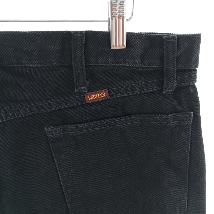 Rustler Black Denim Straight Denim Pants for Men, W35 equivalent cotton black type Vintage Second Hand