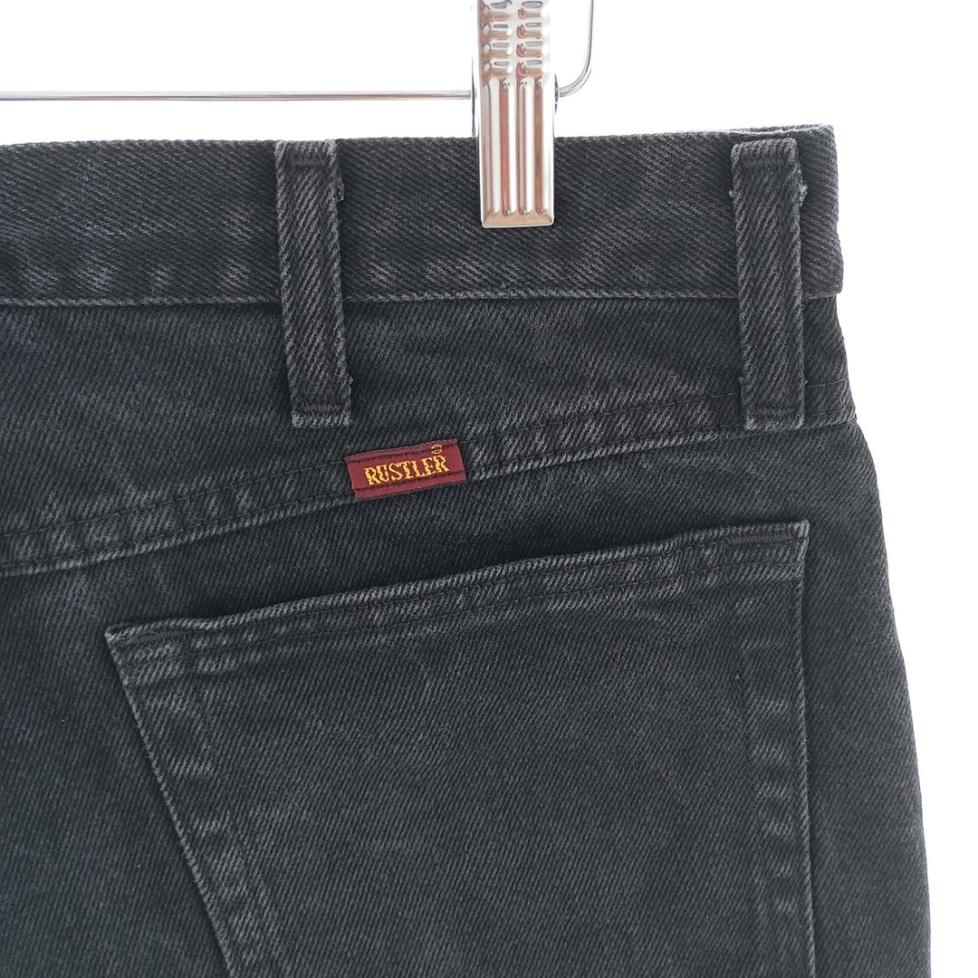 Rustler Black Denim Straight Denim Pants for Men, W34 equivalent cotton black type Vintage Second Hand