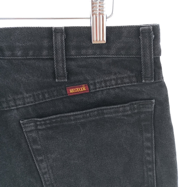 Rustler Black Denim Straight Denim Pants for Men, W34 equivalent cotton black type Vintage Second Hand