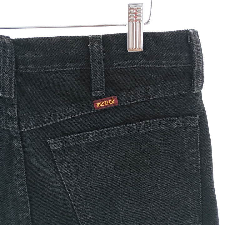 Rustler Black Denim Straight Denim Pants for Men, W32 equivalent cotton black type Vintage Second Hand