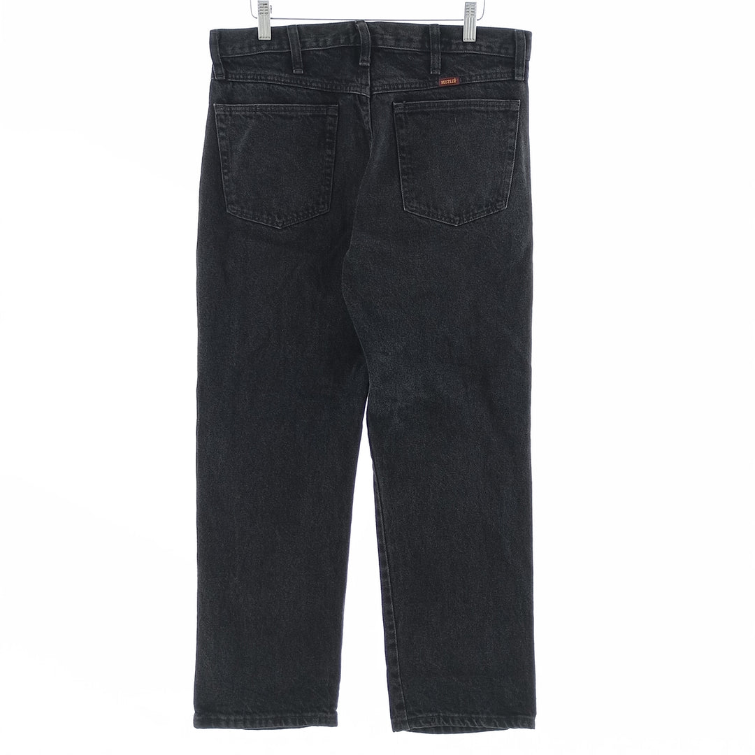 Rustler Black Denim Straight Denim Pants for Men, W34 equivalent cotton black type Vintage Second Hand