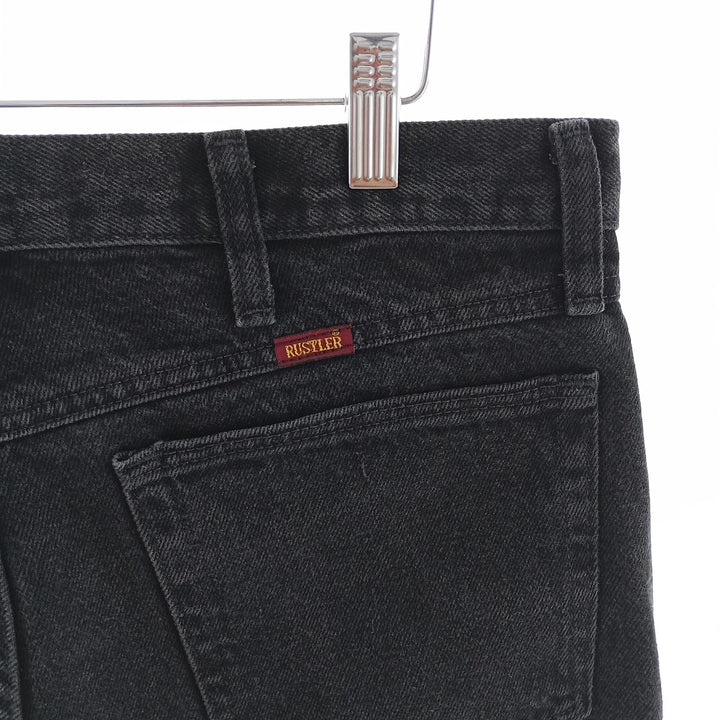 Rustler Black Denim Straight Denim Pants for Men, W34 equivalent cotton black type Vintage Second Hand