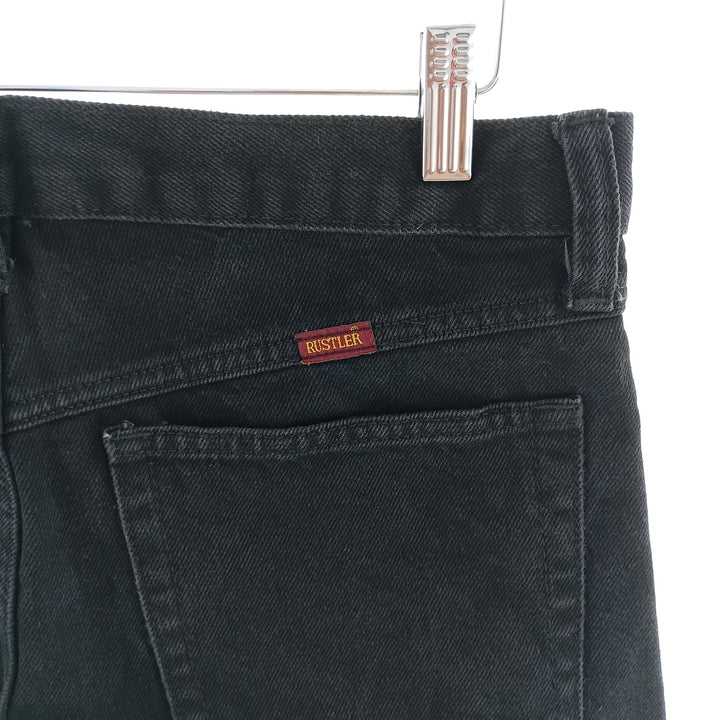 Rustler Black Denim Straight Denim Pants for Men, W32 equivalent cotton black type Vintage Second Hand