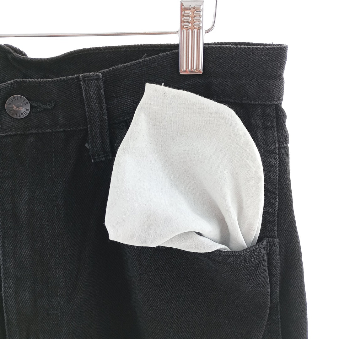 Rustler Black Denim Straight Denim Pants for Men, W32 equivalent cotton black type Vintage Second Hand