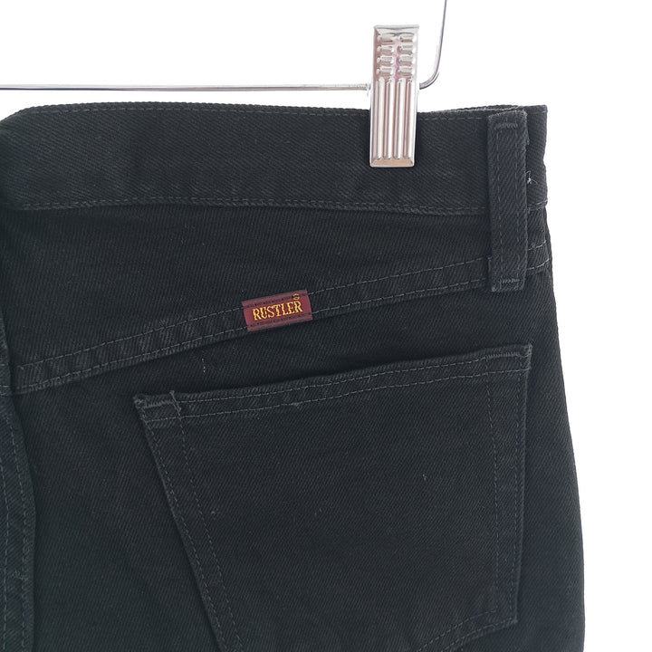Rustler Black Denim Straight Denim Pants for Men, W31 equivalent cotton black type Vintage Second Hand