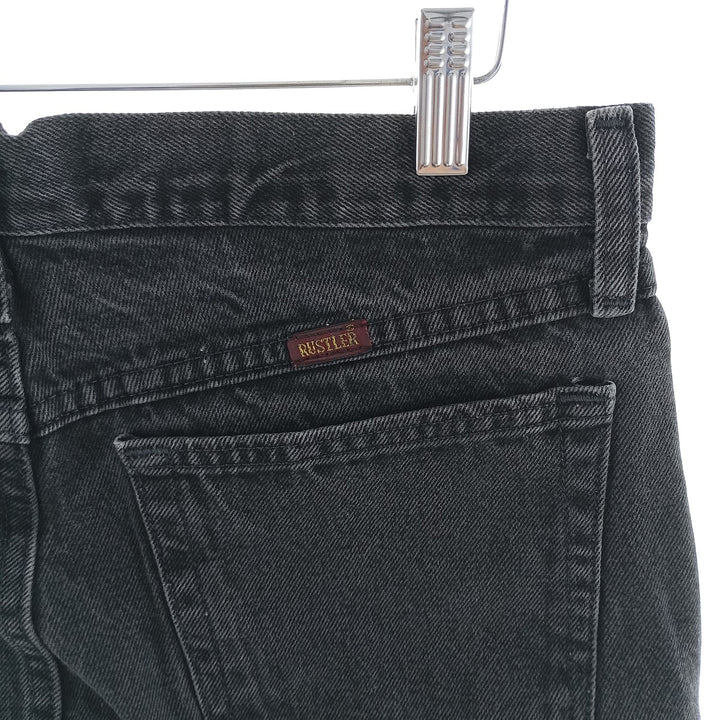 Rustler Black Denim Straight Denim Pants for Men, W32 equivalent cotton black type Vintage Second Hand