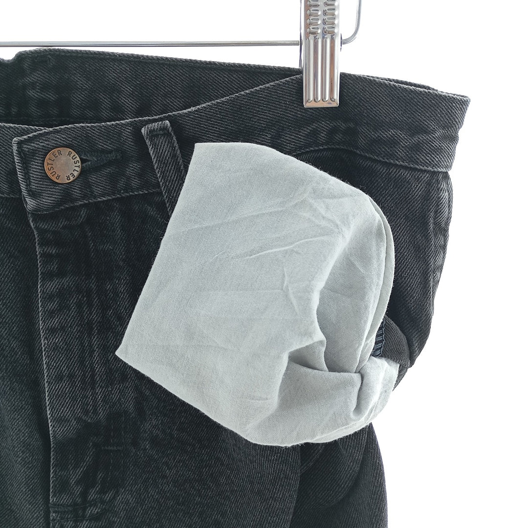 Rustler Black Denim Straight Denim Pants for Men, W32 equivalent cotton black type Vintage Second Hand