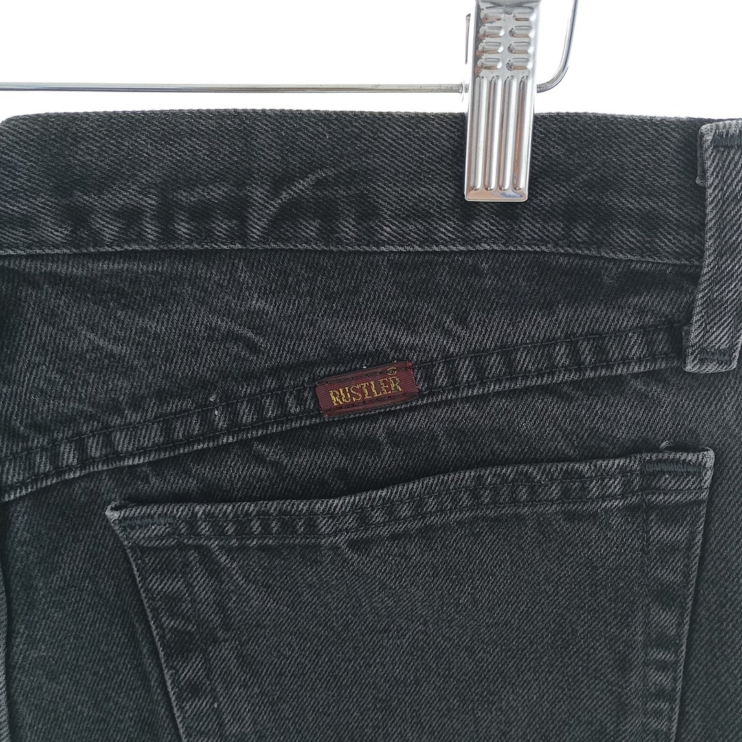 Rustler Black Denim Straight Denim Pants for Men, W32 equivalent cotton black type Vintage Second Hand