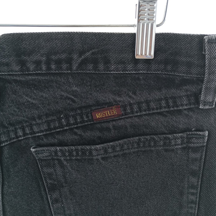 Rustler Black Denim Straight Denim Pants for Men, W32 equivalent cotton black type Vintage Second Hand