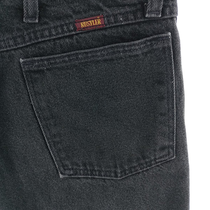 Rustler Black Denim Straight Denim Pants for Men, W34 equivalent unclear black type Vintage Second Hand