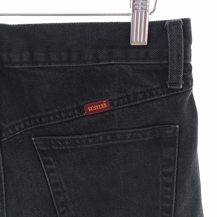 RUSTLER Men's Black Denim Tapered Denim Pants (W30 equivalent) cotton black type Vintage Second Hand