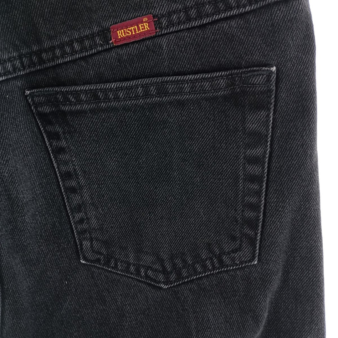 RUSTLER Men's Black Denim Tapered Denim Pants (W30 equivalent) cotton black type Vintage Second Hand