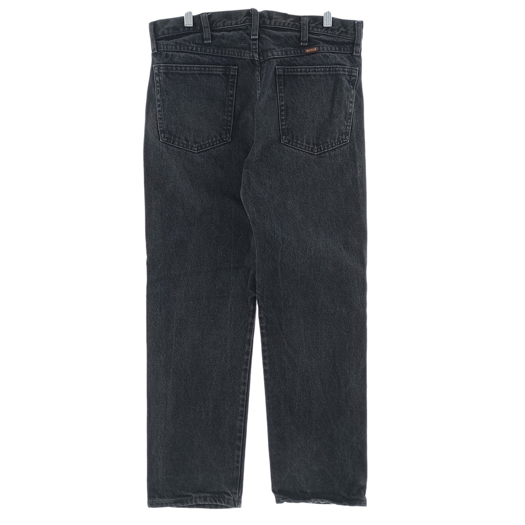 Rustler Black Denim Straight Denim Pants for Men, W34 equivalent cotton black type Vintage Second Hand