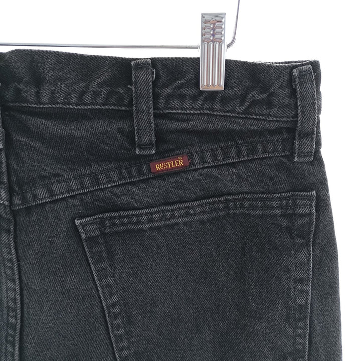 Rustler Black Denim Straight Denim Pants for Men, W34 equivalent cotton black type Vintage Second Hand