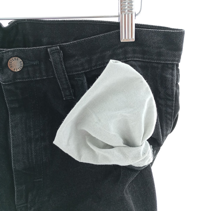 Rustler Black Denim Straight Denim Pants for Men, W31 equivalent cotton black type Vintage Second Hand