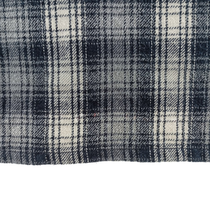 00'S Long Sleeve Flannel Check Shirt, Men's Size XL cotton navy blue type Vintage Second Hand