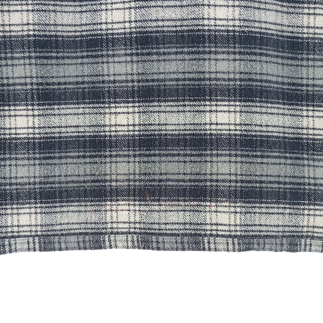 00'S Long Sleeve Flannel Check Shirt, Men's Size XL cotton navy blue type Vintage Second Hand