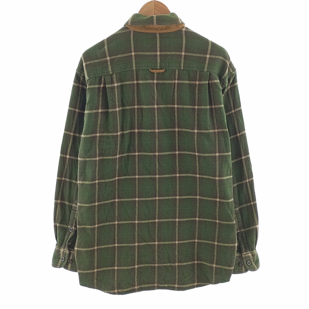 ORVIS Long Sleeve Heavy Flannel Check Shirt, Men's Size L cotton green type Vintage Second Hand