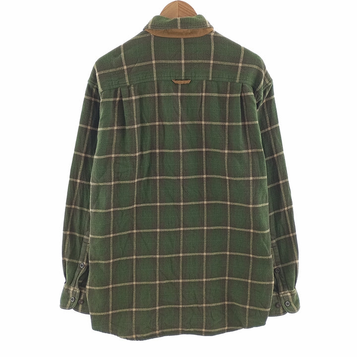 ORVIS Long Sleeve Heavy Flannel Check Shirt, Men's Size L cotton green type Vintage Second Hand