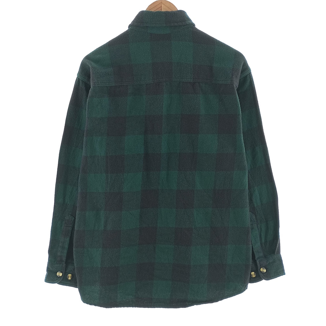 HICKORY SHIRT Buffalo Check Half-Zip Long Sleeve Flannel Check Shirt, Men's Size Medium cotton green type Vintage Second Hand