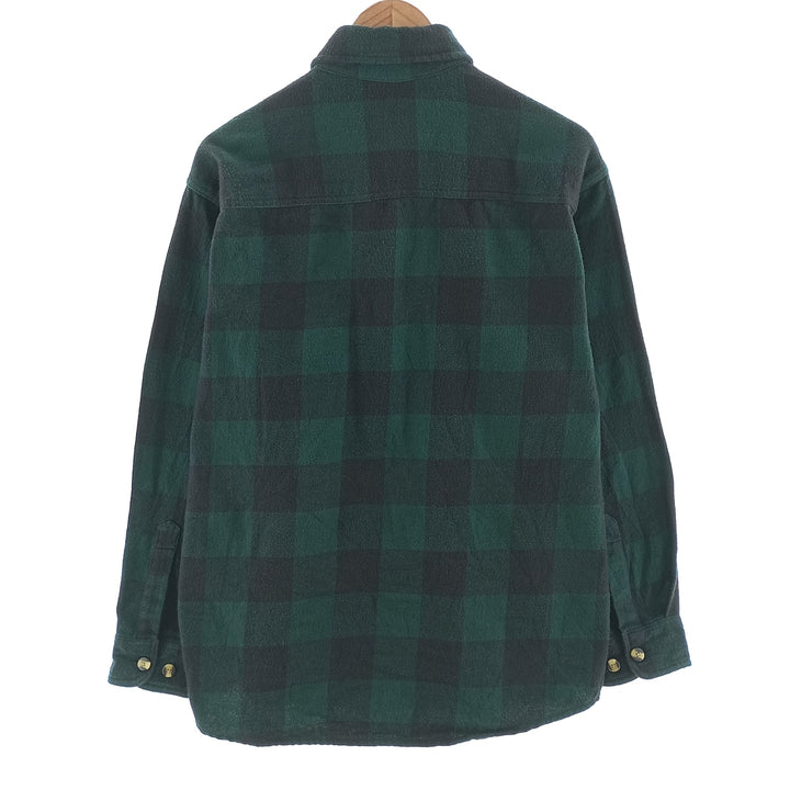 HICKORY SHIRT Buffalo Check Half-Zip Long Sleeve Flannel Check Shirt, Men's Size Medium cotton green type Vintage Second Hand