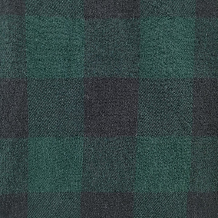 HICKORY SHIRT Buffalo Check Half-Zip Long Sleeve Flannel Check Shirt, Men's Size Medium cotton green type Vintage Second Hand