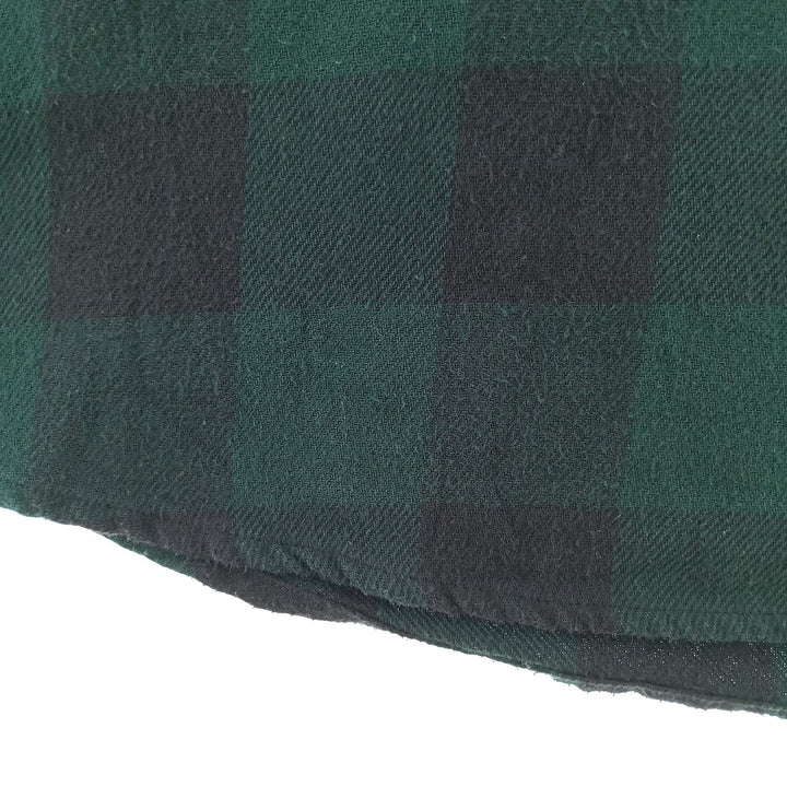 HICKORY SHIRT Buffalo Check Half-Zip Long Sleeve Flannel Check Shirt, Men's Size Medium cotton green type Vintage Second Hand