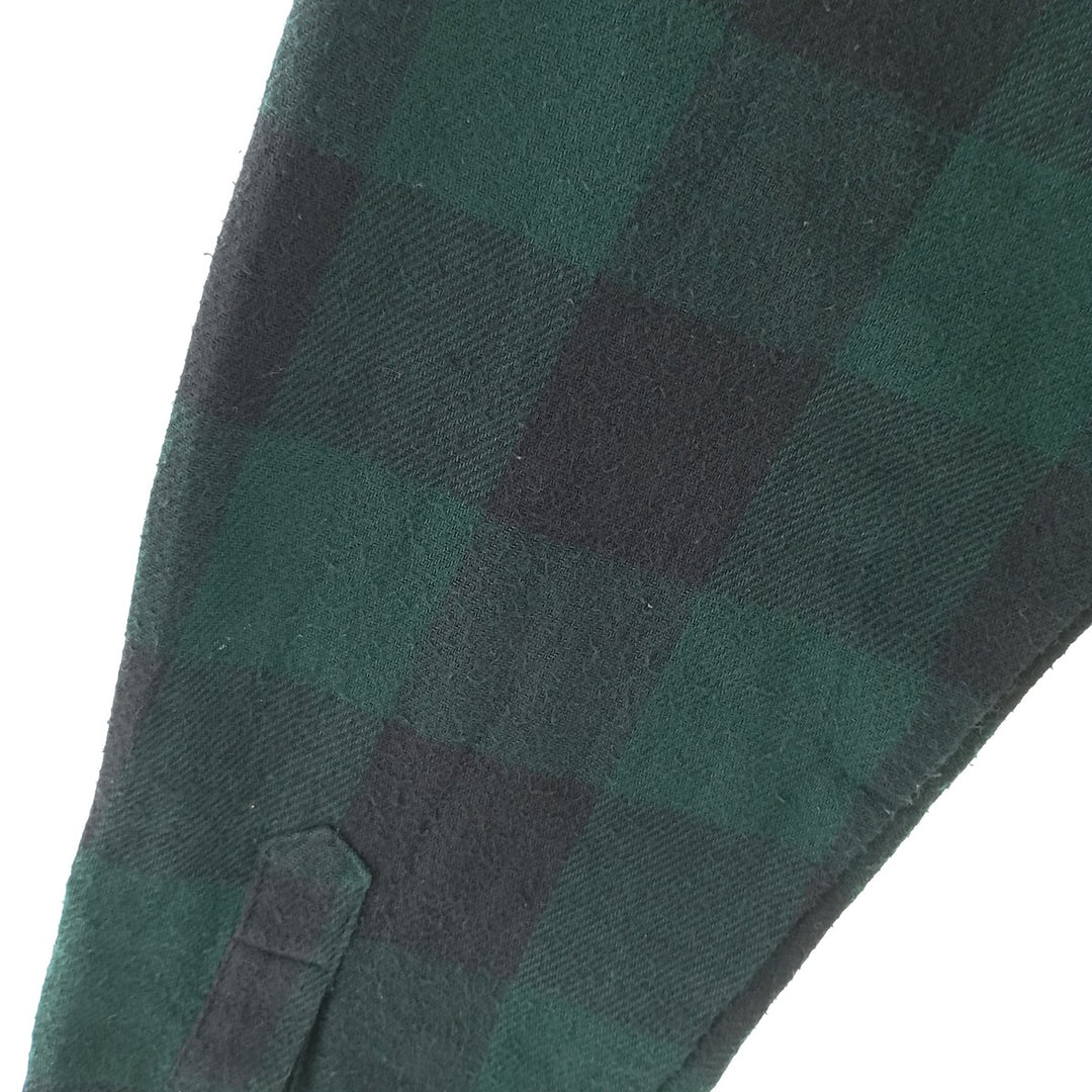 HICKORY SHIRT Buffalo Check Half-Zip Long Sleeve Flannel Check Shirt, Men's Size Medium cotton green type Vintage Second Hand