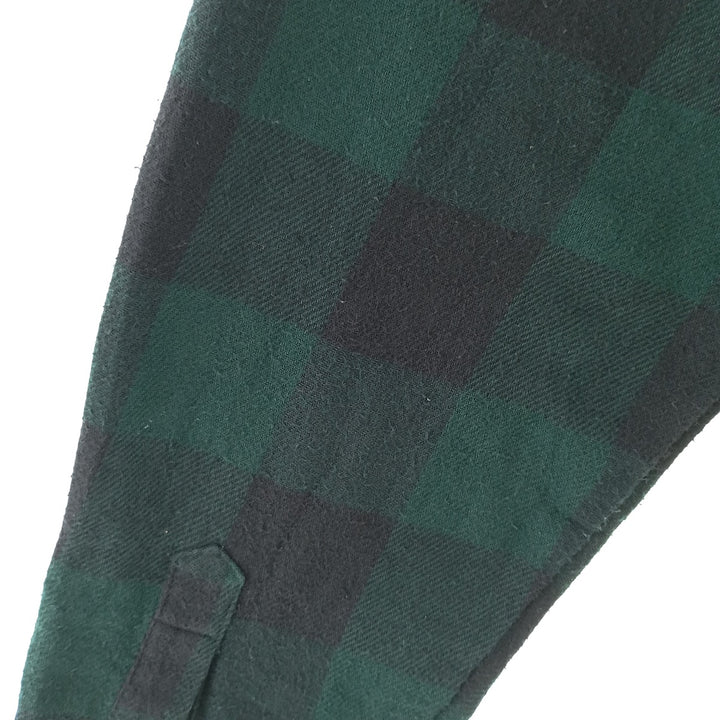 HICKORY SHIRT Buffalo Check Half-Zip Long Sleeve Flannel Check Shirt, Men's Size Medium cotton green type Vintage Second Hand