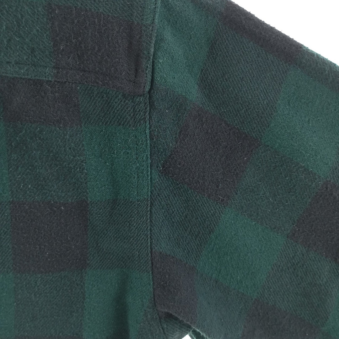 HICKORY SHIRT Buffalo Check Half-Zip Long Sleeve Flannel Check Shirt, Men's Size Medium cotton green type Vintage Second Hand