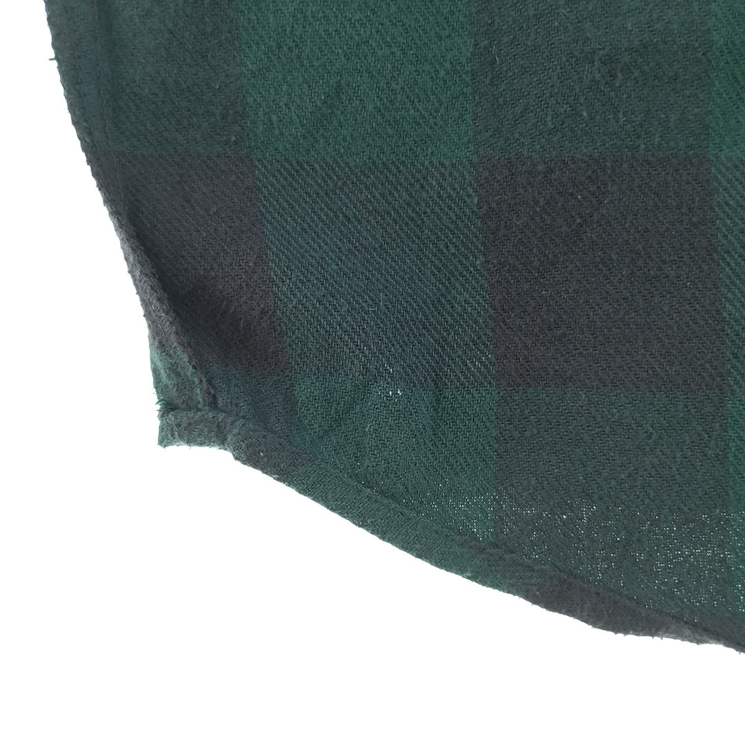 HICKORY SHIRT Buffalo Check Half-Zip Long Sleeve Flannel Check Shirt, Men's Size Medium cotton green type Vintage Second Hand