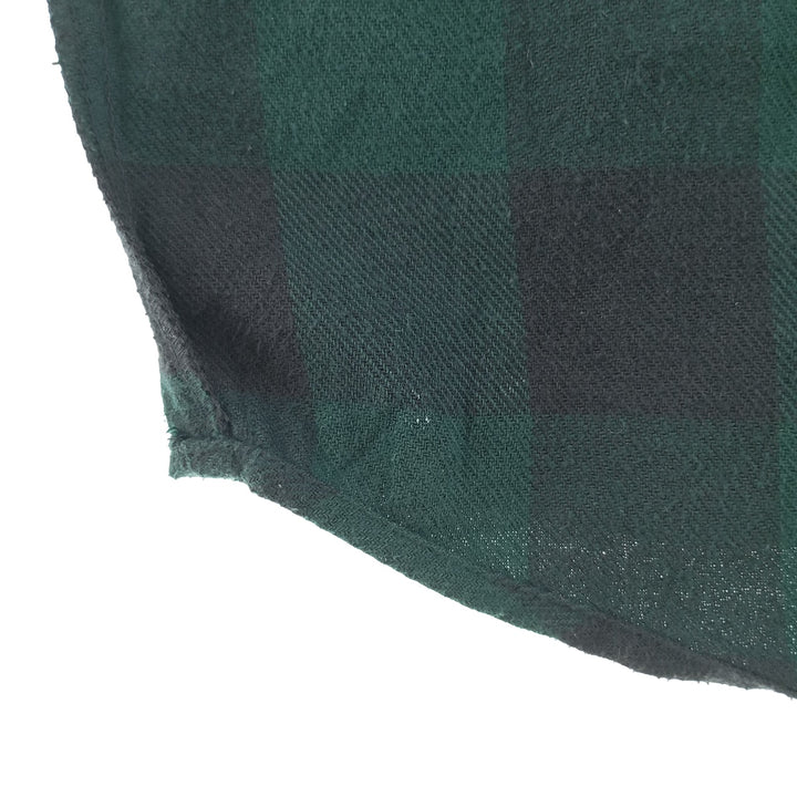 HICKORY SHIRT Buffalo Check Half-Zip Long Sleeve Flannel Check Shirt, Men's Size Medium cotton green type Vintage Second Hand