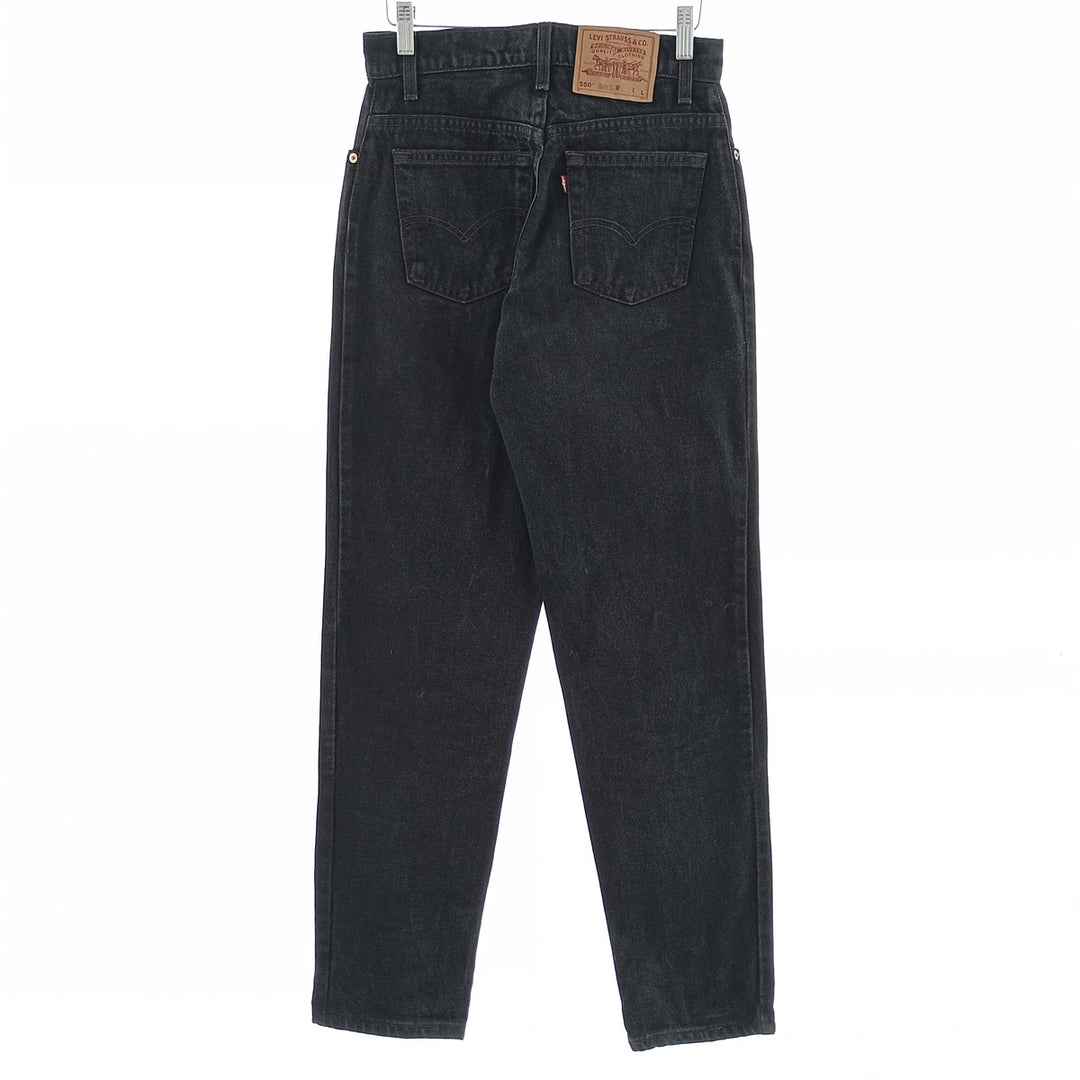 90'S Levi's 550 Relaxed Fit Tapered Leg Black Denim Tapered Denim Pants Made in USA Women's L (w28) cotton black type Vintage Second Hand