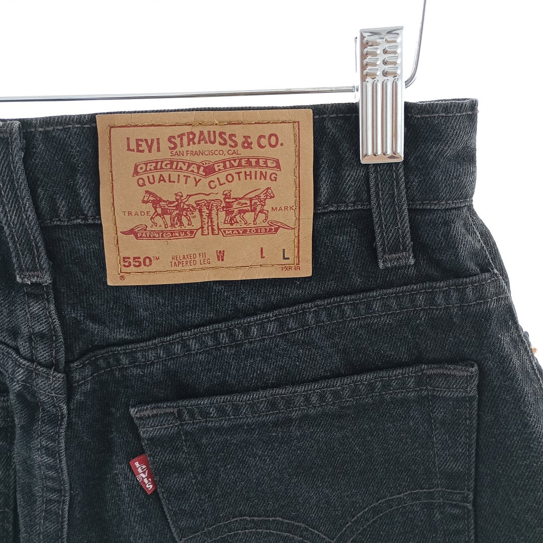 90'S Levi's 550 Relaxed Fit Tapered Leg Black Denim Tapered Denim Pants Made in USA Women's L (w28) cotton black type Vintage Second Hand